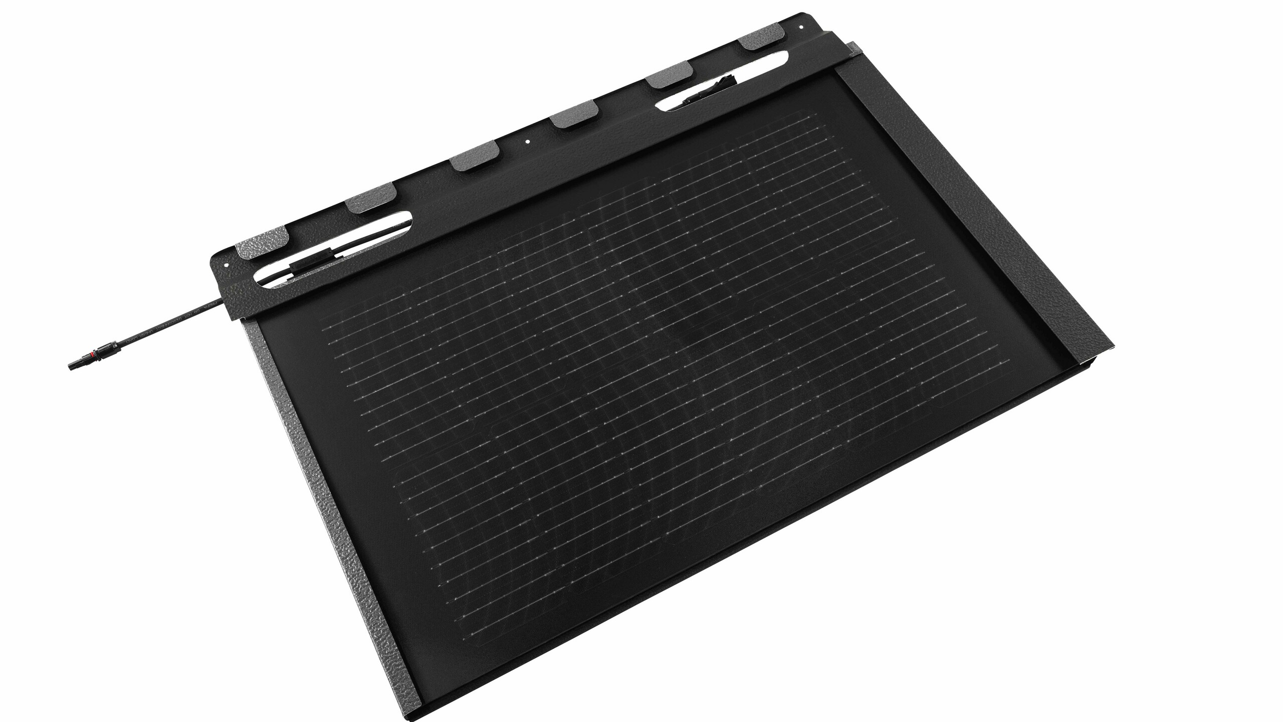 De afbeelding toont de kleine PREFA solar-dakpan in zwart.