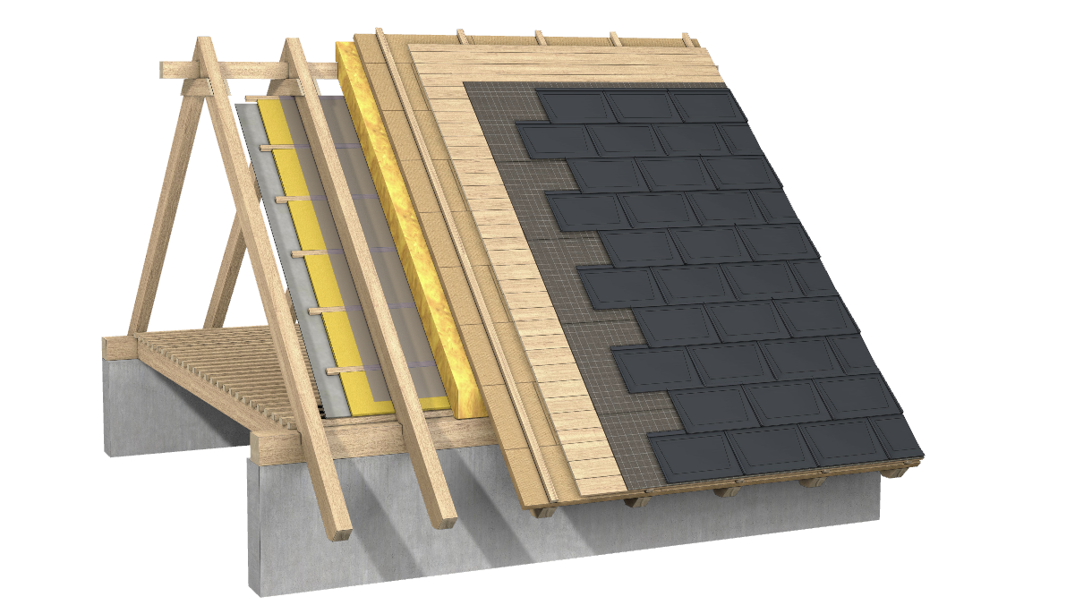 Toiture ventilée avec isolation sur les chevrons